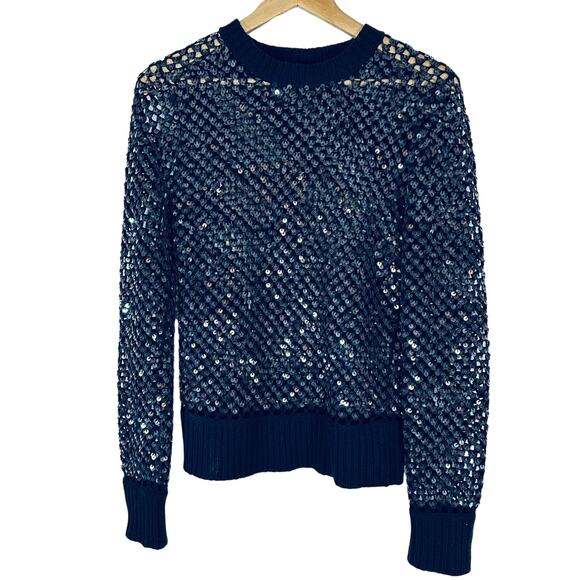 MICHAEL KORS Designer Cashmere sequin Open Knit Top Womans Small - Picture 1 of 12